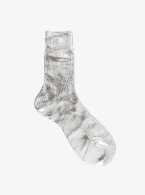 One Ribbed Laminated Socks Silver