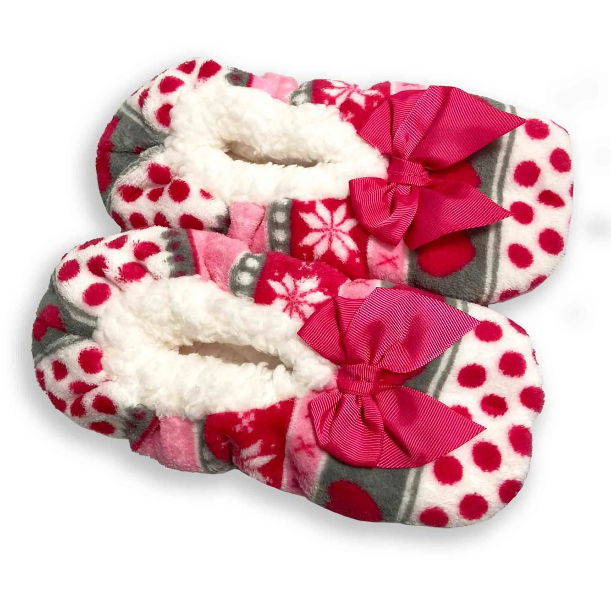 Pink Winter Fairisle Non Slip Ballerina Slippers