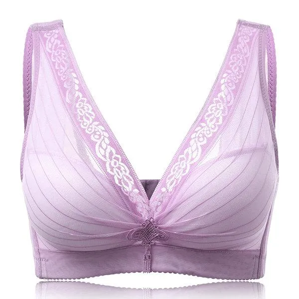 Plunge Bowknot Soft Wireless Print Bras