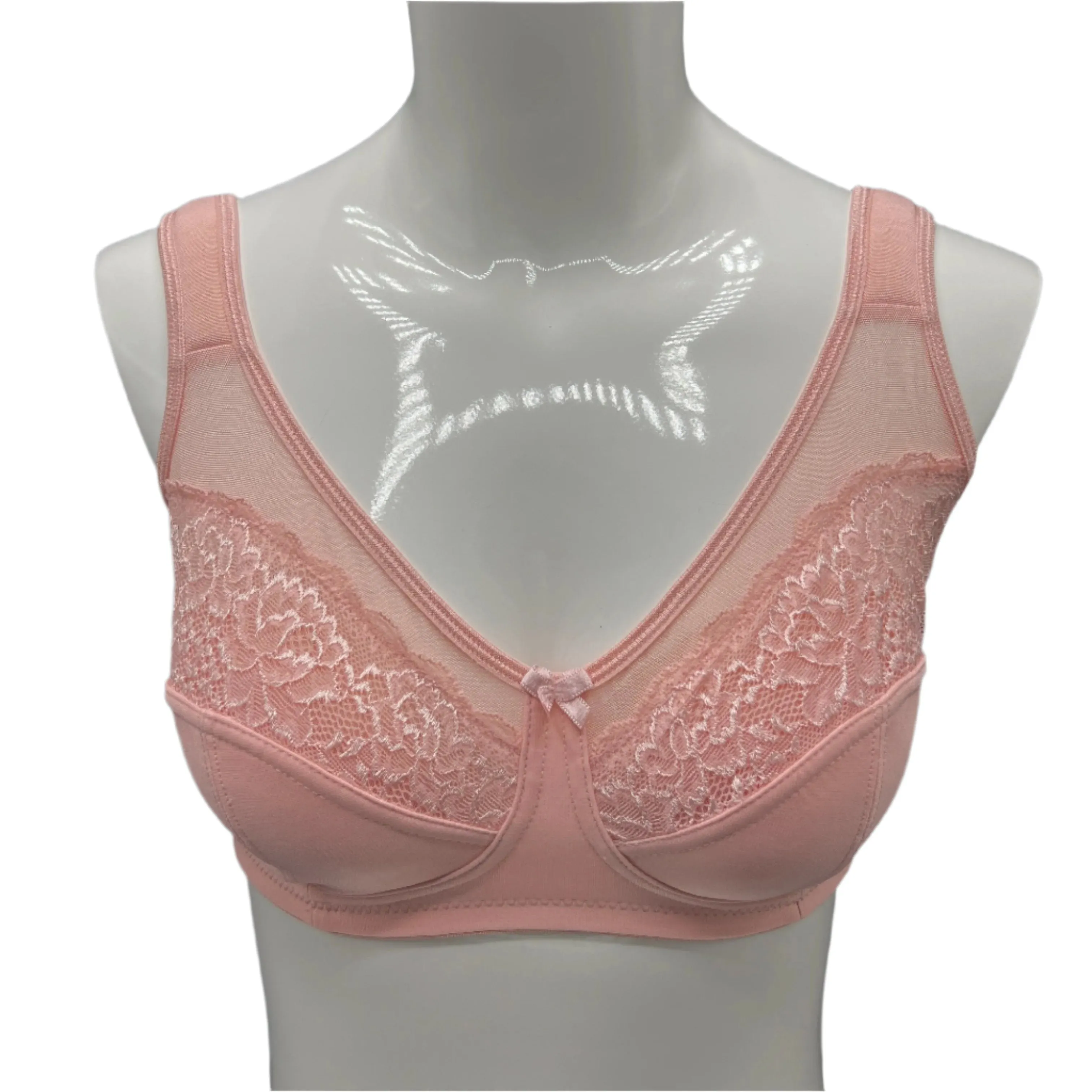 Plus Quattro Support Full-Coverage Wirefree Bra With Side Shaping Panels And Cushioned Straps-QUARTZ PINK