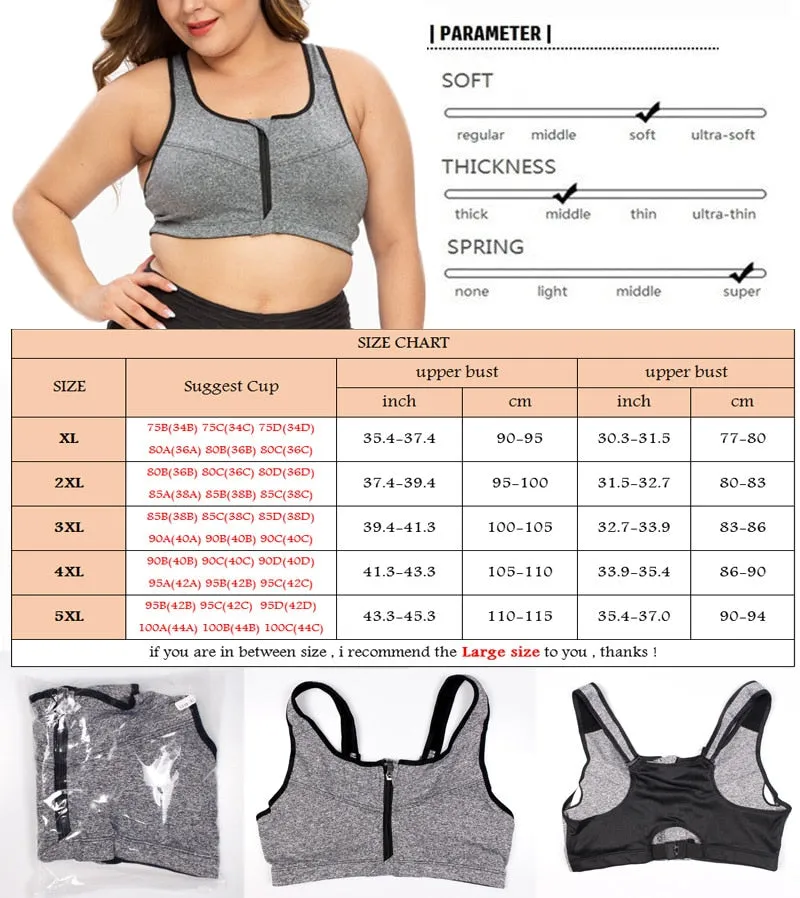 Plus Size Push Up Sport Bra