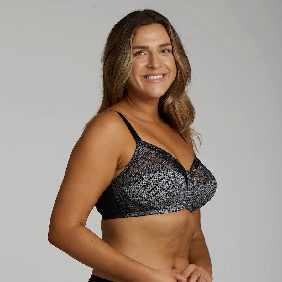 Print Wirefree Bra - Black Pebble