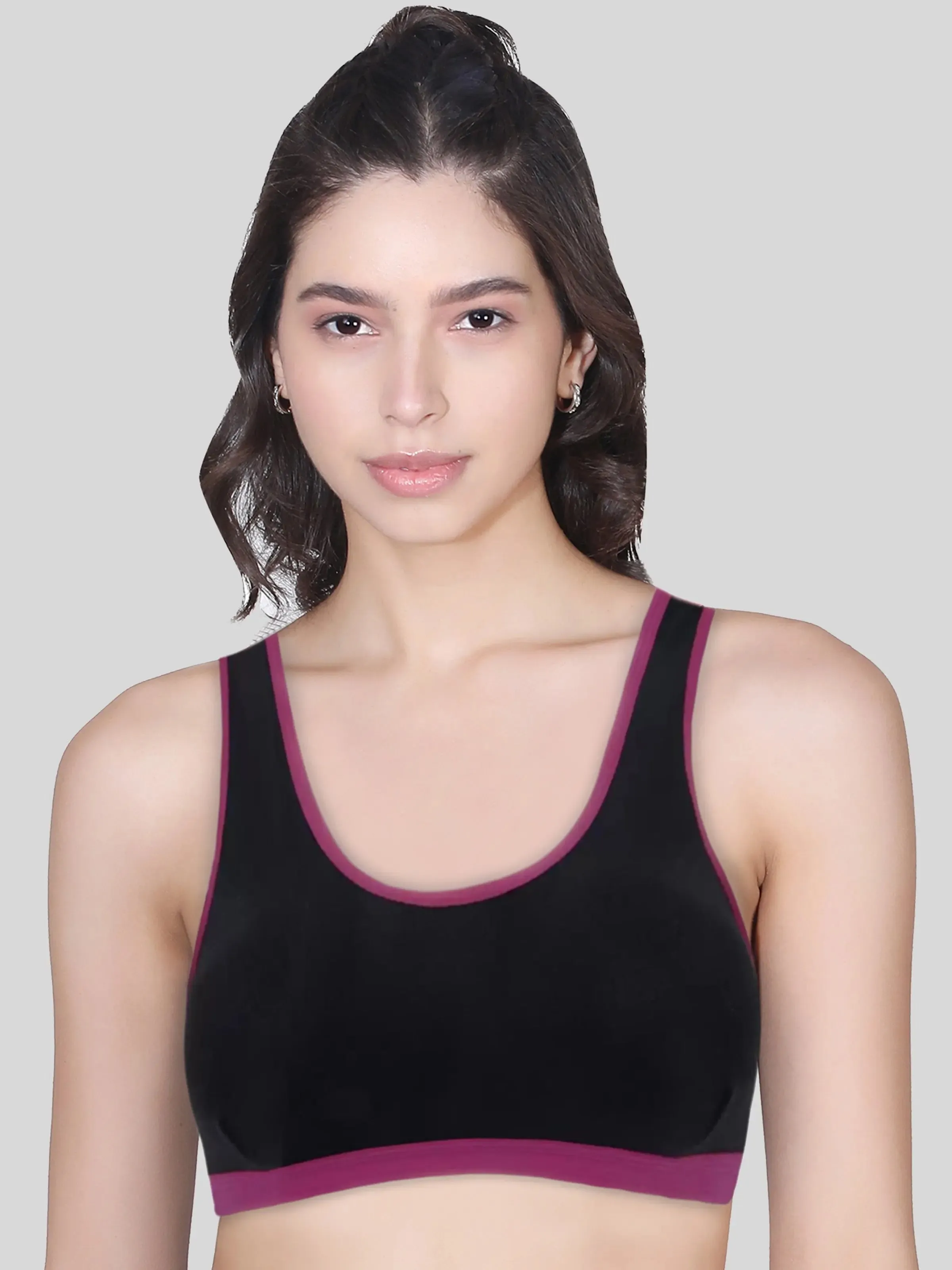 Racerback Sports Bra | Single Layer | Non-Padded Gym Bra | Black