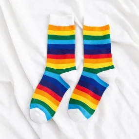 Rainbow Sport Socks - White