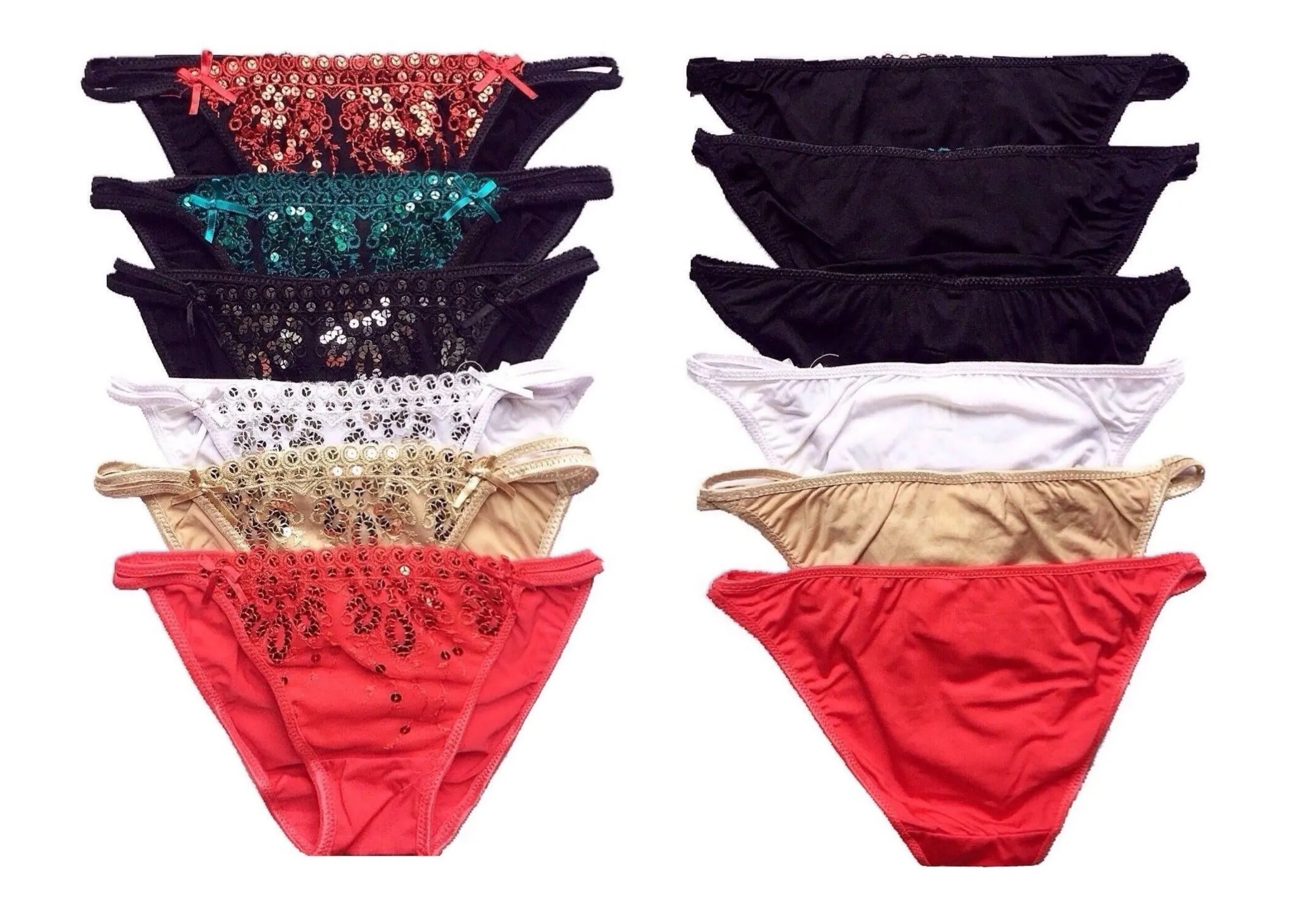 Sequin Front and Strappy Side Panties