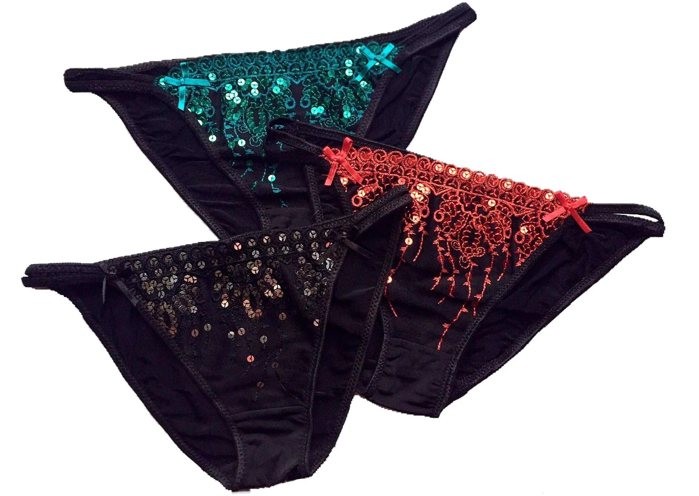 Sequin Front and Strappy Side Panties