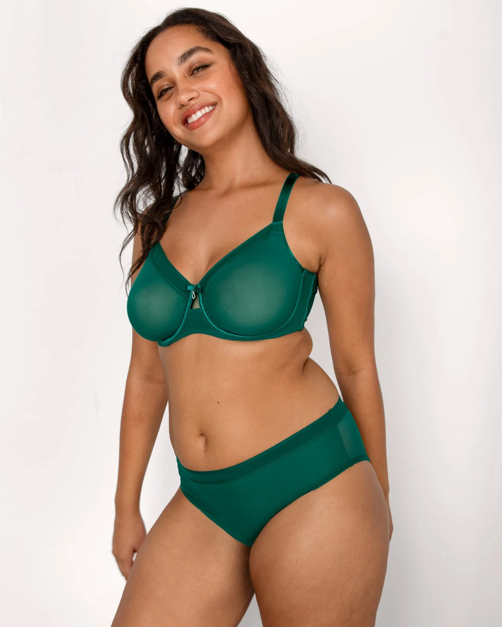 Sheer Mesh High Cut Brief - Aventurine