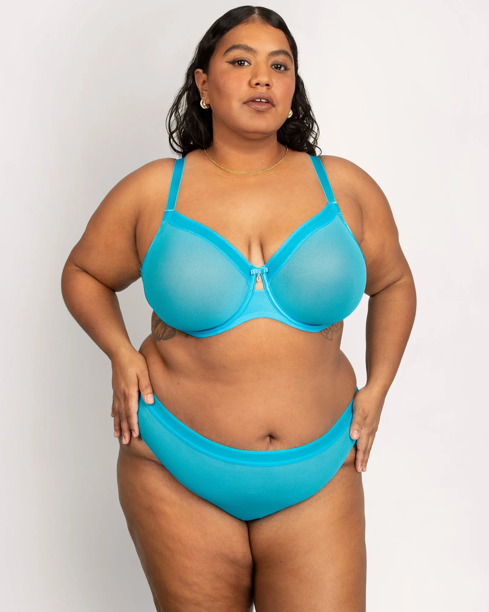 Sheer Mesh High Cut Brief - Deep Dive Blue