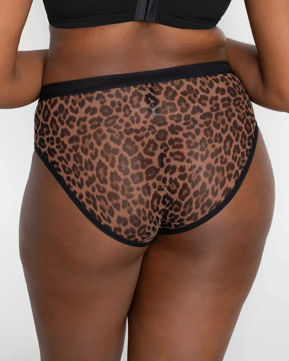 Sheer Mesh High Cut Brief - Designer Leopard