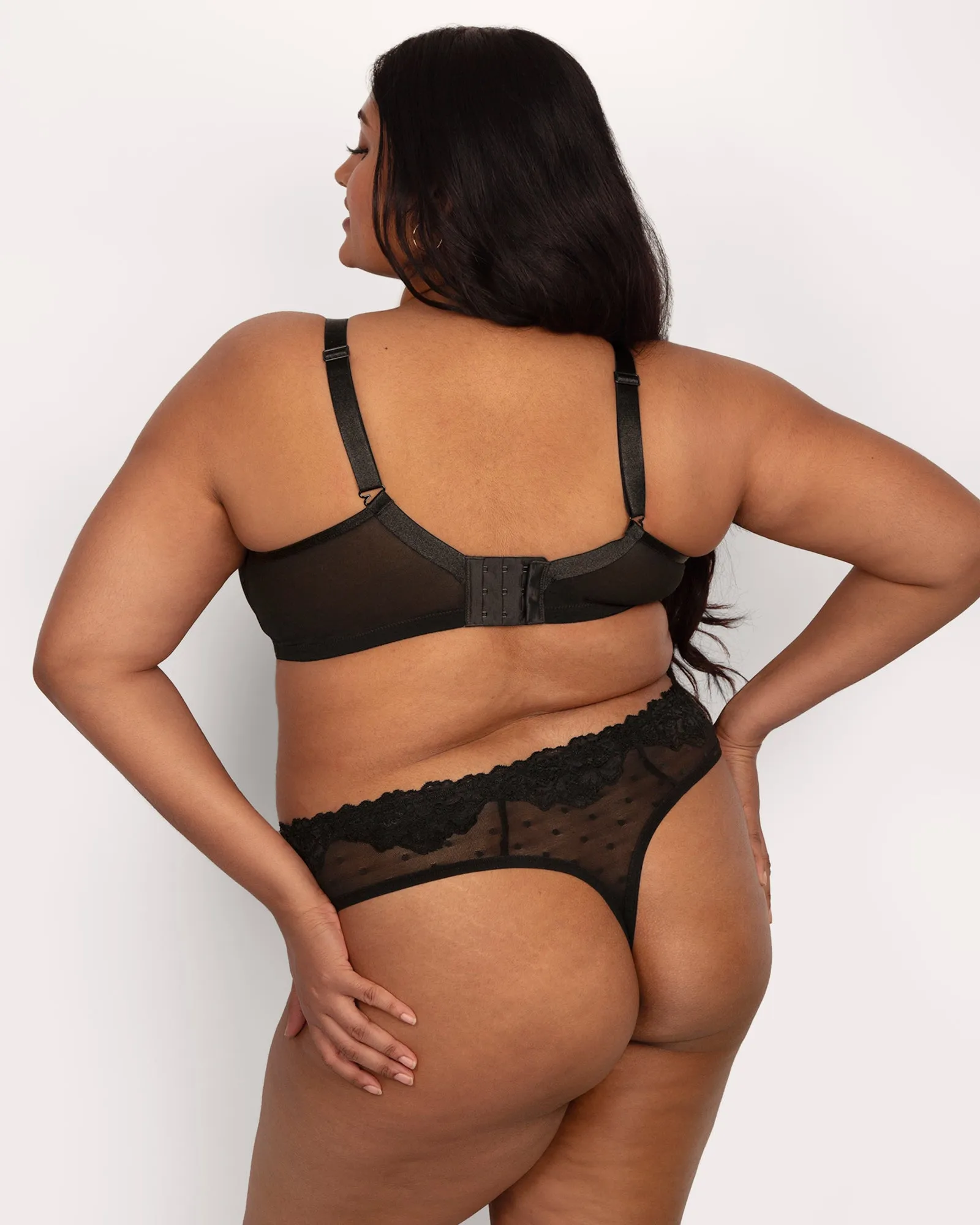 Sheer Whisper High Cut Thong Panty - Black Hue