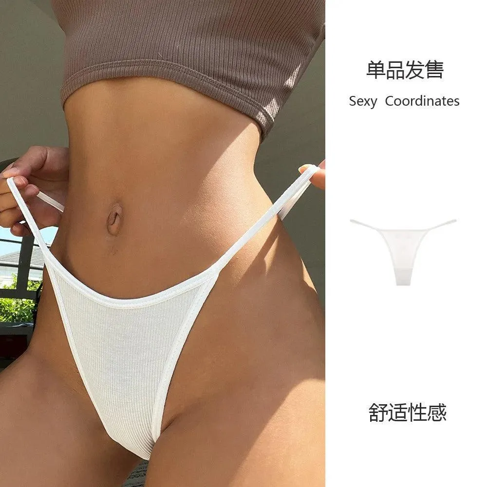 Simple Striped Cotton Thong Panties: Stylish, Seamless Comfort