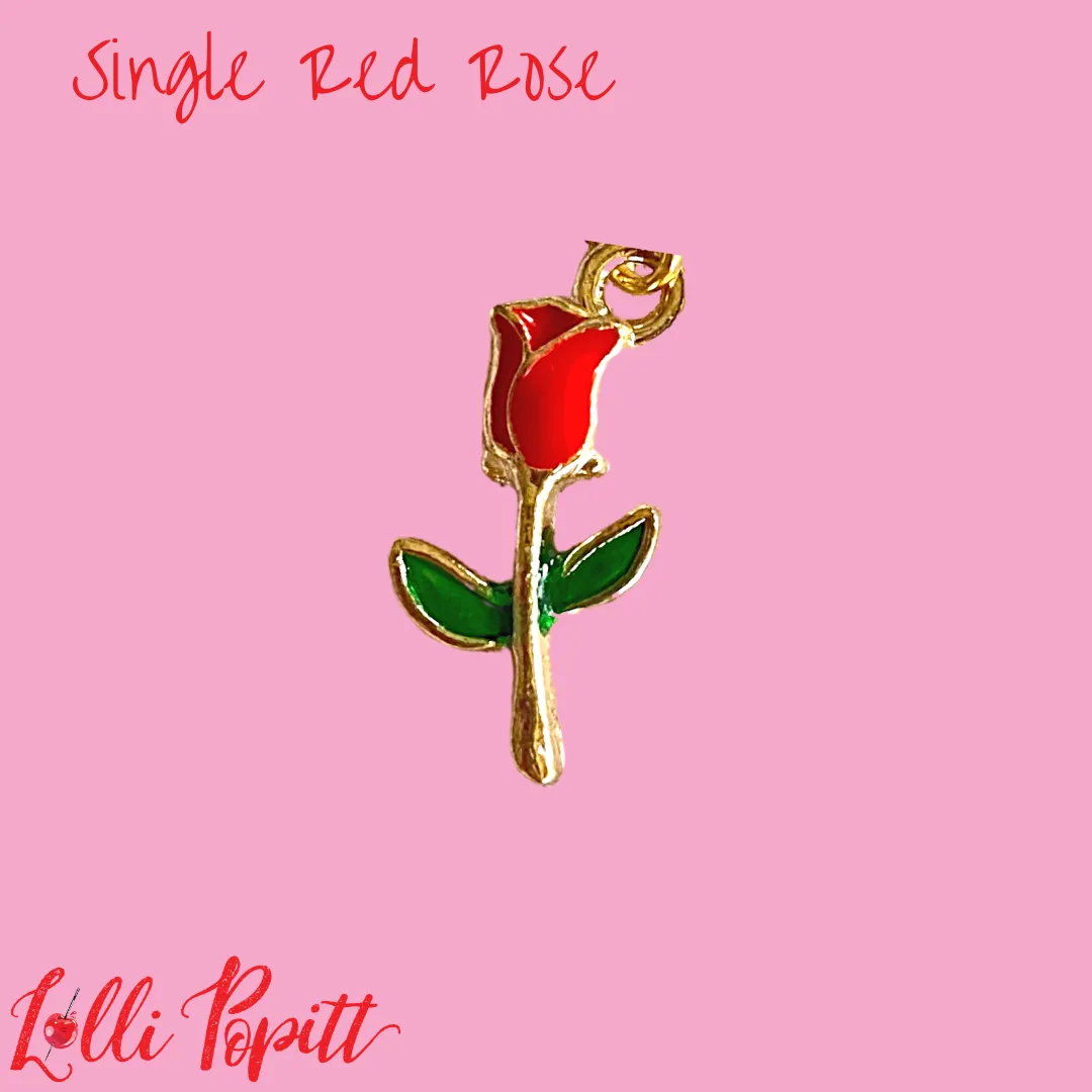 Single Red Rose Charm