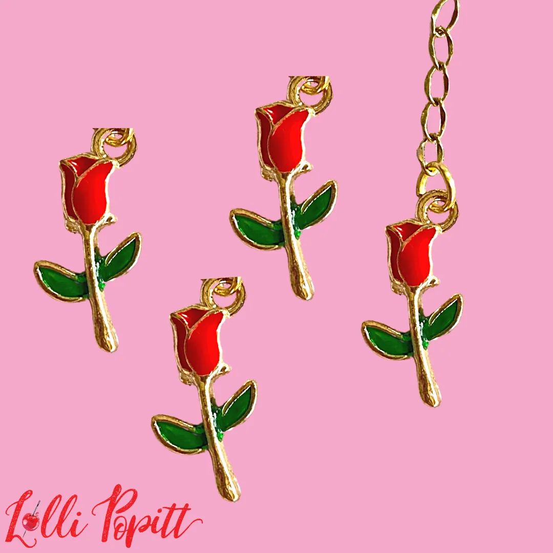 Single Red Rose Charm