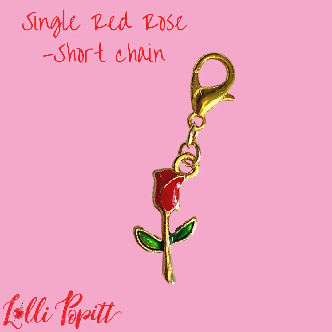 Single Red Rose Charm