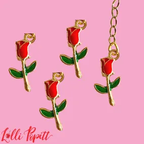 Single Red Rose Charm