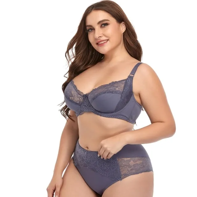 VenusFox Soft Thin Breathable Comfort Underwear Set for Women Autumn Winter Lingerie Set Plus Size Bras and Panties Set