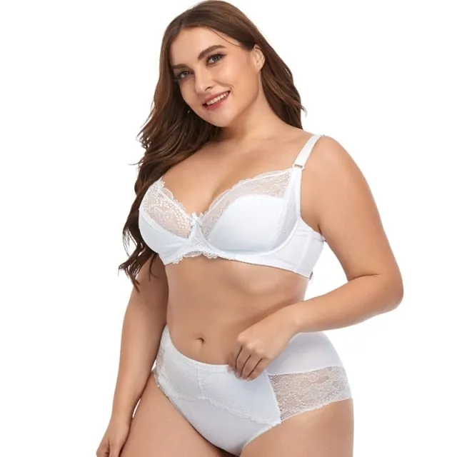 VenusFox Soft Thin Breathable Comfort Underwear Set for Women Autumn Winter Lingerie Set Plus Size Bras and Panties Set