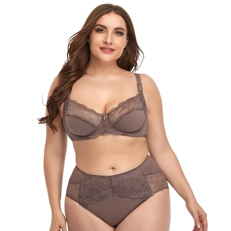 VenusFox Soft Thin Breathable Comfort Underwear Set for Women Autumn Winter Lingerie Set Plus Size Bras and Panties Set