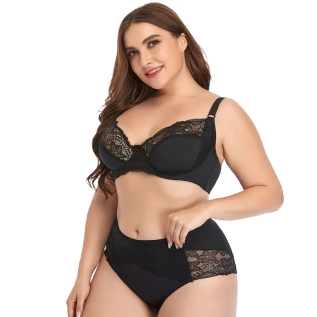 VenusFox Soft Thin Breathable Comfort Underwear Set for Women Autumn Winter Lingerie Set Plus Size Bras and Panties Set