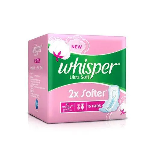 Whisper Sanitary Pads - Ultra Soft XL Wings 15 Pads