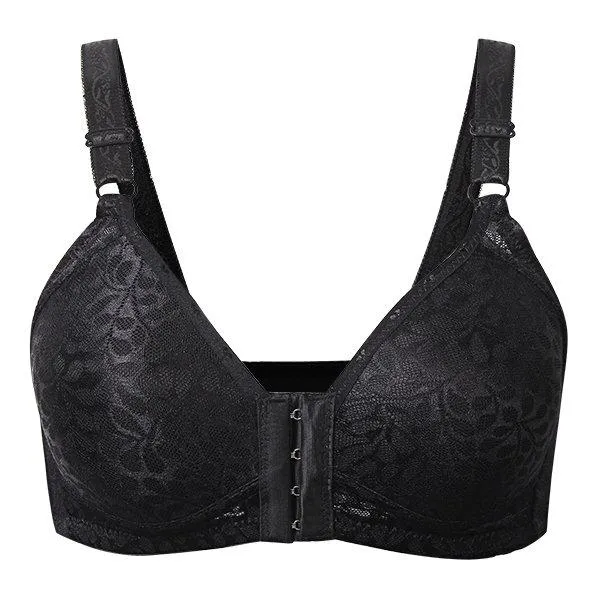 Wireless Breathable Mesh Front Closure Embroidery Sexy Bra