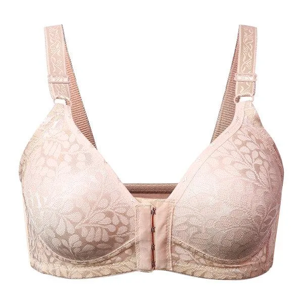 Wireless Breathable Mesh Front Closure Embroidery Sexy Bra