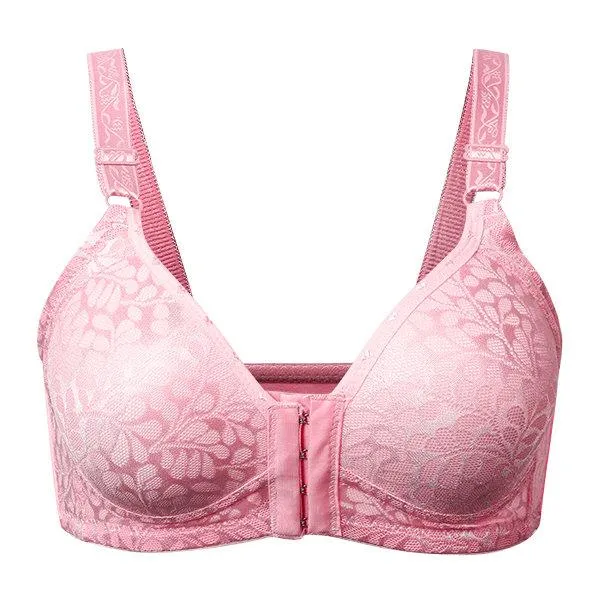 Wireless Breathable Mesh Front Closure Embroidery Sexy Bra