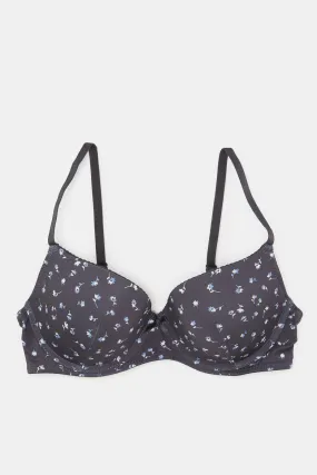 Women Navy And Grey Plunge Bra (Pack of 2)