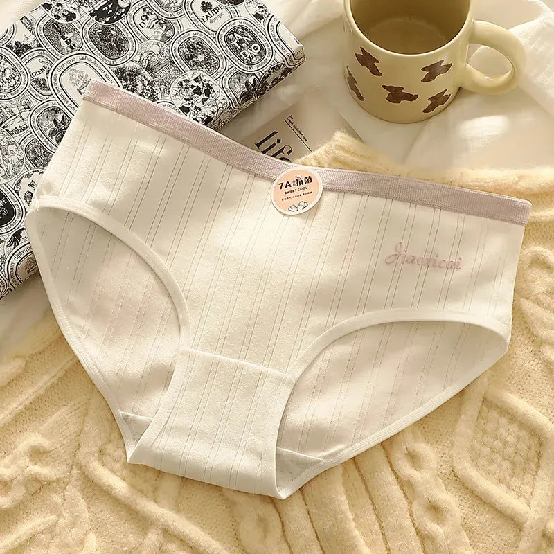 Women's Simple Mid-Rise Cotton Panties Macaron Color| Sweet Underwear High Elastic Soft Breathable Casual Briefs