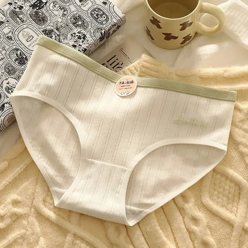 Women's Simple Mid-Rise Cotton Panties Macaron Color| Sweet Underwear High Elastic Soft Breathable Casual Briefs