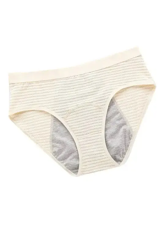 Women’s Striped Print Breathable Moisture Absorbent Period Panties