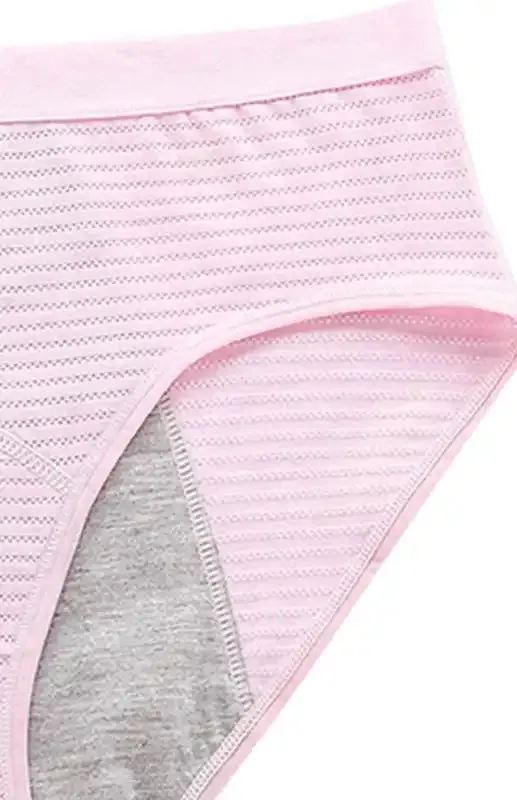 Women’s Striped Print Breathable Moisture Absorbent Period Panties