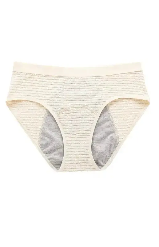 Women’s Striped Print Breathable Moisture Absorbent Period Panties